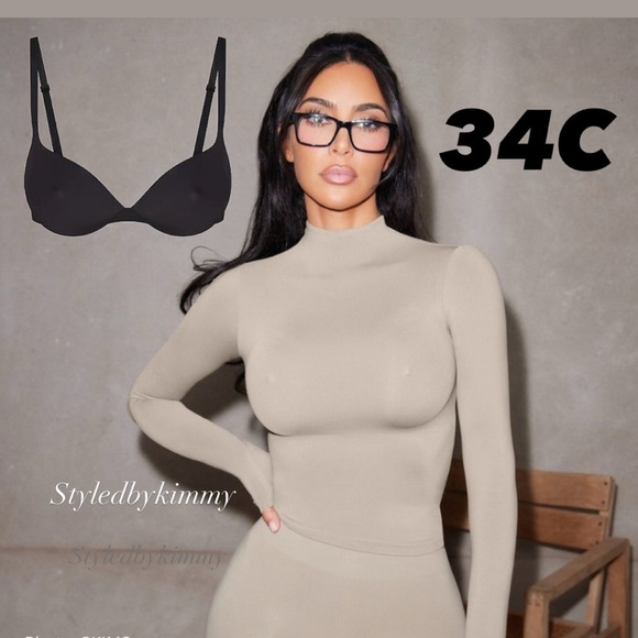 SKIMS Ultimate Push Up Nipple Bra in ONYX 34C Black NWT NEW - Picture 5 of 5